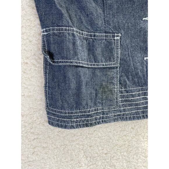 Chicos Jean Jacket Womens Size 0 Nautical contrast Stitch Flap Chambray Denim - Picture 4 of 11